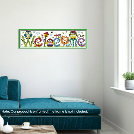 Decdeal 22.8 6.7 inches The Owl Welcome Card Pattern Cross Stitch Kit U4A0